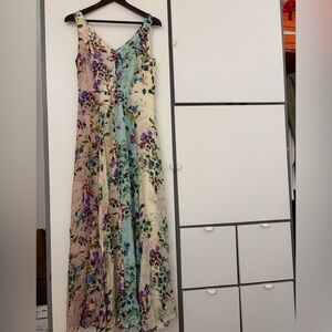 Pastel Multi Floral V-Neck Maxi Dress